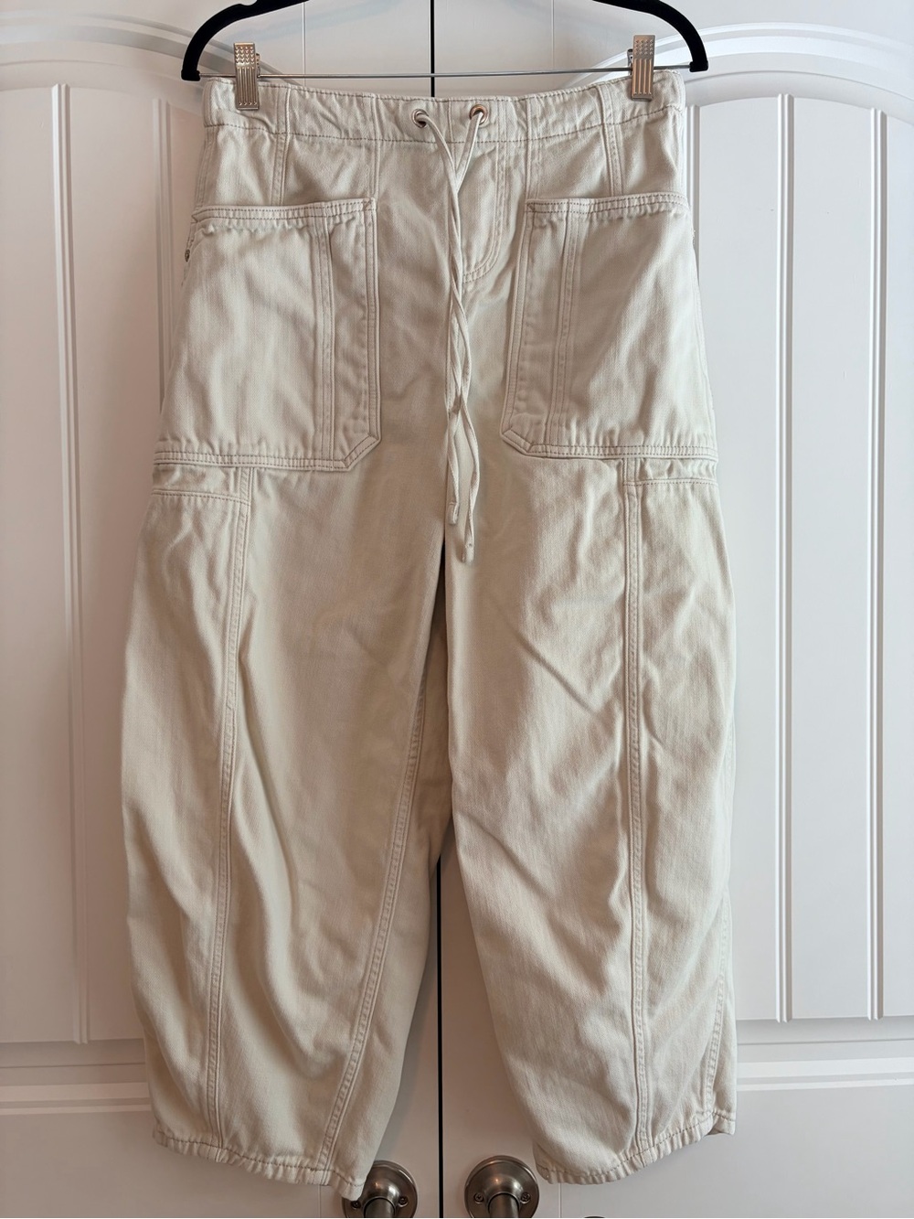 We the Free Wide Barrel Leg Women's Khaki Pants Drawstring Waist Size XS